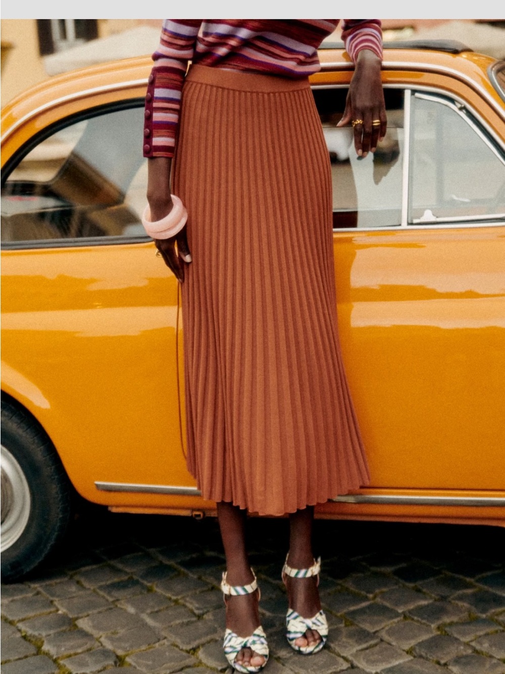 Sézane Lili Pleated Skirt in Brown